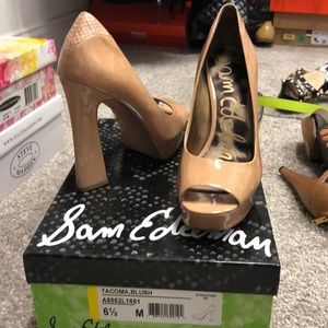 Sam Edelman Tacoma Nude peeptoe Pump platform 6.5